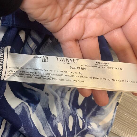 NWT Twinset Milano St. Tropi tropical floral polka dot flutter sleeve top sz 46 - Picture 9 of 12